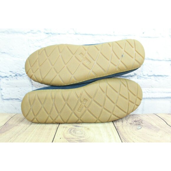 LL Bean Blue Suede Wicked Good Shearling Lined Venetian Slippers Size 11 M - Picture 9 of 9